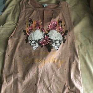 Lazered tank top with low cut front